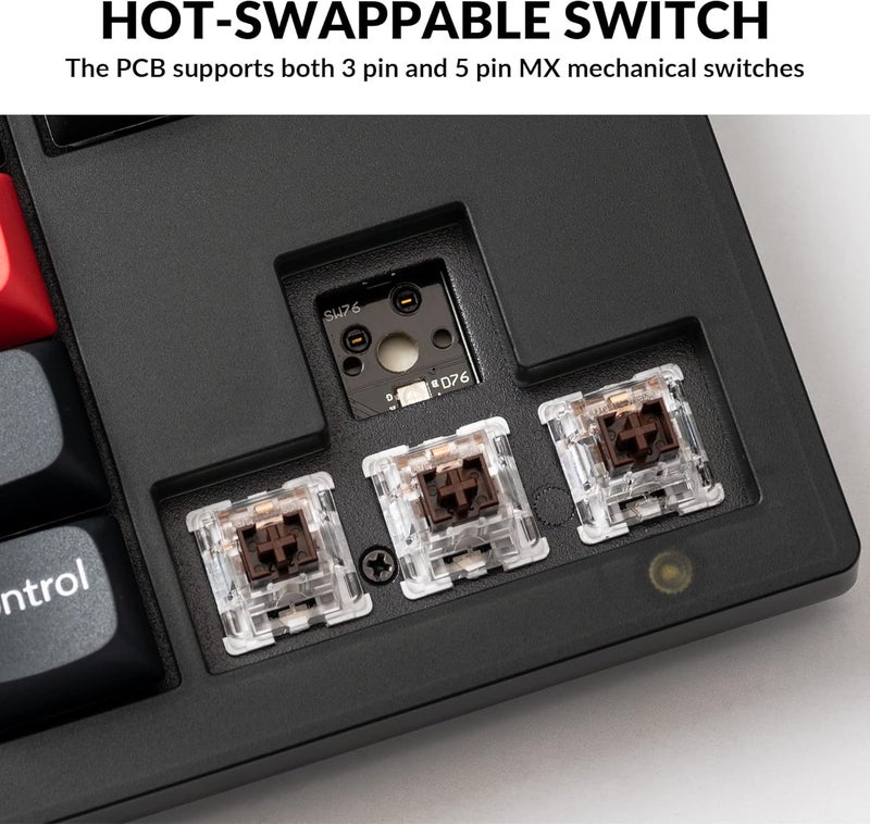 Keychron V3 Wired Custom Mechanical Keyboard, TKL Tenkeyless QMK/VIA Programmable Macro with Hot-swappable K Pro Brown Switch Compatible with Mac Windows Linux (Frosted Black-Translucent) - Image 3